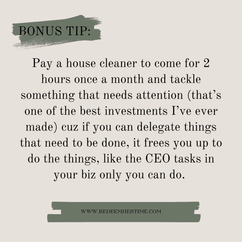 Quote stating bonus tip to hire a house cleaner to come 2 hours a month.